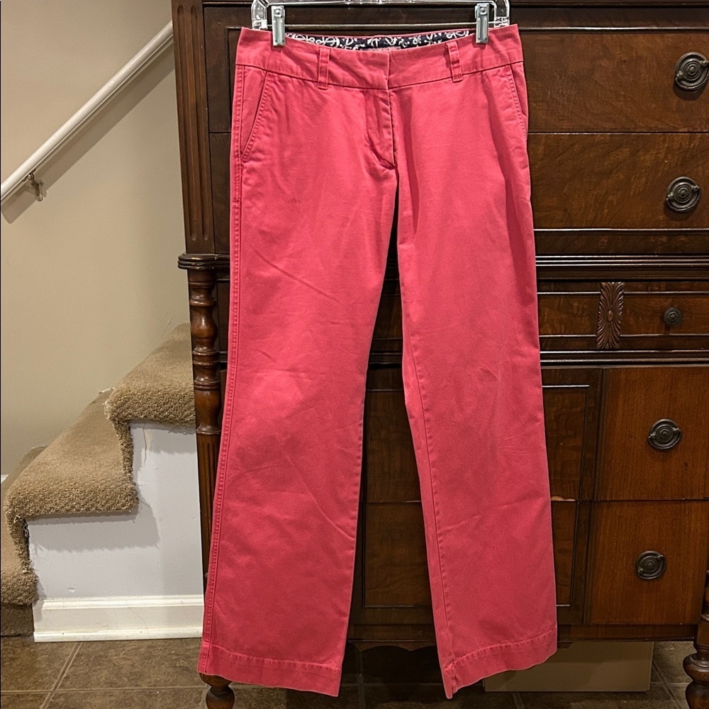 Poppy Pink Vineyard Vines Straight Wide Leg Cotton Twill Pants Women's size 4